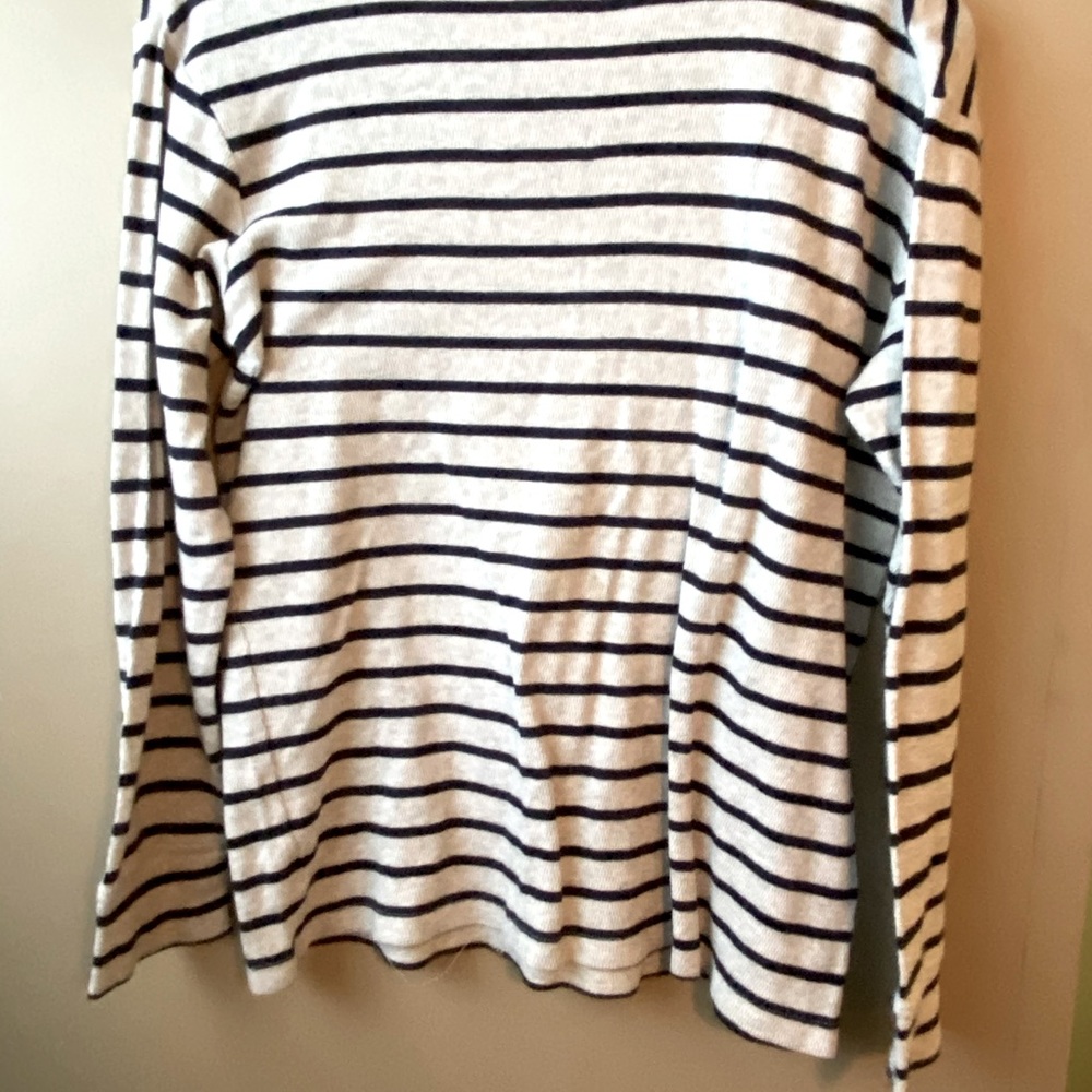 blue and white striped long sleeve shirt